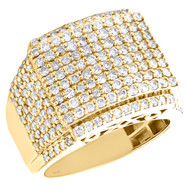 10K Yellow Gold Round Diamond Square Statement Band 17mm Pave Pinky Ring 2.78 CT