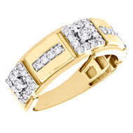 14K Yellow Gold Round Diamond Prong Set Wedding Band 8.50mm Mens Ring 0.78 CT.