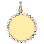 10K Yellow Gold Round Diamond Memory Frame Picture Pendant 1.50" Charm 1/2 CT.
