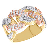 10K Yellow & Rose Gold Baguette Diamond Miami Cuban Link 14mm Pinky Ring 1.75 CT