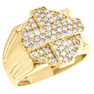 10K Yellow Gold Round Diamond 18mm Wide Statement Pinky Ring Pave Band 1.05 CT.