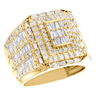 10K Yellow Gold Round & Baguette Diamond Fancy Statement 20mm Pinky Ring 3.45 CT