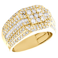 10K Yellow Gold Baguette Diamond Square Step Shank Band 13mm Pinky Ring 2.30 CT.