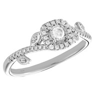 10k White Gold Diamond Square Halo Engagement Ring Leaves Promise Band 1/4 Ct.