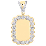 10K Yellow Gold Diamond Memory Frame Square Cluster Pendant 1.70" Charm 1 CT.