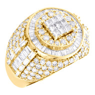 10K Yellow Gold Baguette & Princess Diamond Statement 19mm Pinky Ring 3.40 CT.