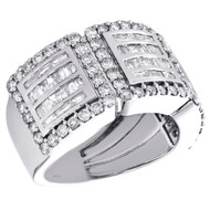 14k White Gold Baguette Diamond Wedding Band Square Halo Anniversary Ring 2 CT.