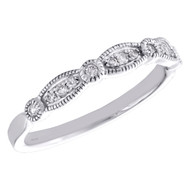 14k White Gold Diamond Wedding Band Stackable Milgrain Anniversary Ring 1/5 CT.