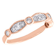 14k Rose Gold Diamond Wedding Band Stackable Milgrain Anniversary Ring 1/2 CT.