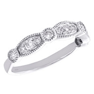 14k White Gold Diamond Wedding Band Stackable Milgrain Anniversary Ring 1/2 CT.