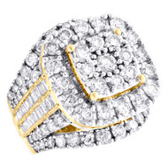 10K Yellow Gold Baguette Diamond Engagement Ring Rounded Square Halo Center 5 Ct