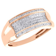 10K Rose Gold Genuine Round Diamond Wedding Band Mens Pave Statement Ring 1/7 CT