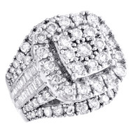 10K White Gold Baguette Diamond Engagement Ring Rounded Square Halo Center 5 Ct.