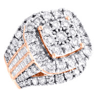 10K Rose Gold Baguette Diamond Engagement Ring Rounded Square Halo Center 5 Ct.