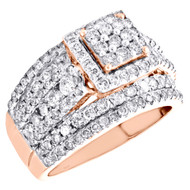 10K Rose Gold Diamond Engagement Ring Cathedral Shank Square Halo Center 2 Ct.