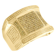 10K Yellow Gold Round Canary Yellow Diamond Statement 19mm Pinky Ring  0.44 CT.