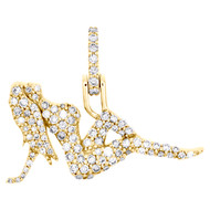 10K Yellow Gold Round Diamond Adult Entertainment Sign Pendant Charm 0.60 CT.