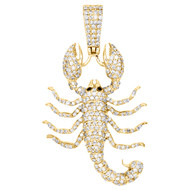 10K Yellow Gold Round Diamond Scorpion Statement Pendant 1.95" Charm 1.90 CT.