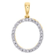 10K Yellow Gold Diamond Initial O Block Letter Pendant 1.1" Unisex Charm 0.07 CT