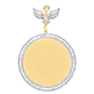 10K Yellow Gold Diamond Memory Picture Pendant 2.50" Angel Bail Charm 1.90 CT.