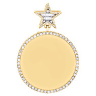 10K Yellow Gold Diamond Memory Picture Pendant 2.25" Star Bail Charm 1.58 CT.