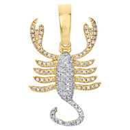 10K Yellow Gold Round Diamond Scorpio Horoscope Pendant 1.05" Pave Charm 0.21 CT.