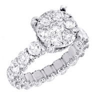 14K White Gold Cathedral Set Diamond Eternity Flower Engagement Ring 5.50 TCW