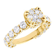 14K Yellow Gold Cathedral Setting Diamond 3/4 Eternity Engagement Ring 3.25 TCW