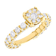 14K Yellow Gold Cathedral Setting Diamond 3/4 Eternity Engagement Ring 2.60 TCW