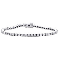 10K White Gold Miracle Set Diamond Tennis Link Bracelet 1 Row Design 7" 1/4 Ct.