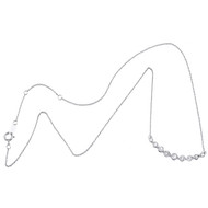 10K White Gold Diamond Graduated Bar Necklace Curved Station Chain 18" 0.20 Ct.