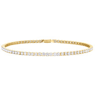 14K Yellow Gold Women's Round Solitaire Diamond Tennis Link Bracelet 7.25" 3 Ct.