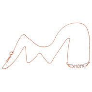 10K Rose Gold Diamond Necklace Flying Mom Angel Wings Station Chain 18" 0.16 Ct.