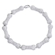 10K White Gold Unisex Diamond Dog Bone Link Statement Bracelet 8.5" 5.25 Ct.