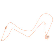 10K Rose Gold Sapphire & Diamond Evil Eye Medallion Necklace 18" 1/5 Ct.