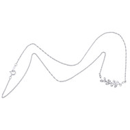 10K White Gold Diamond Branch Necklace Cable Link Chain Floral Charm 18" 1/6 Ct