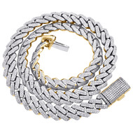 10K Yellow Gold 11mm Round Diamond Prong Set Miami Cuban 20" Necklace 7.33 CT.