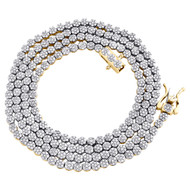 10K Yellow Gold 3mm Round Diamond Flower Cluster Link Necklace 22" Chain 3 CT.