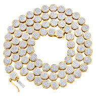 10K Yellow Gold 6mm Round Diamond Circle Cluster Link Necklace 18" Chain 2 CT.