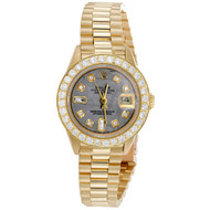Rolex DateJust President 18K Gold 26mm Diamond Meteorite Dial Watch 1.55 CT.