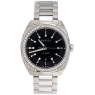 Mens New YA142301 Gucci GC2570 Genuine Diamond Watch 40mm Black Dial 1.82 CT.
