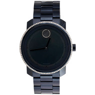 Movado 3600296 Diamond Watch Bold Metals 42.5mm Navy Blue Steel Ink Dial 0.75 CT