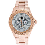 Mens Diamond Watch Ice Time Bling Jojo Joe Rodeo Rose Steel Illusion Band 1/4 CT