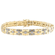 10K Yellow Gold Round Diamond Fancy Pave Link 8.75" Statement Bracelet 5/8 CT.