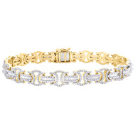 10K Yellow Gold Round & Baguette Diamond 9mm Fancy Statement Bracelet 3.75 CT.