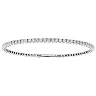 10K White Gold Round Diamond Flexible Bangle 1 Row Prong Set Bracelet 1.16 CT.
