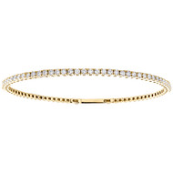 10K Yellow Gold Round Diamond Flexible Bangle 1 Row Prong Set Bracelet 1.25 CT.