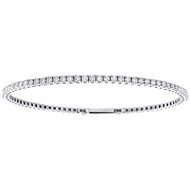 10K White Gold Round Diamond Flexible Bangle 1 Row Prong Set Bracelet 1.25 CT.