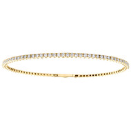 10K Yellow Gold Round Diamond Flexible Bangle 1 Row Prong Set Bracelet 1.33 CT.