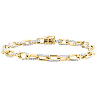10K Yellow Gold Round Diamond Rolo / Cable Link 8.50" Statement Bracelet 5 CT.